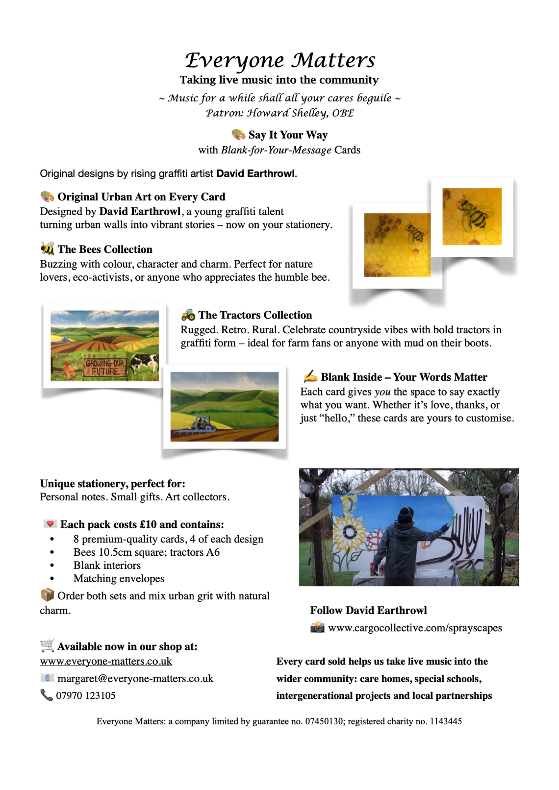 Bees and Tractors flyer with David painting