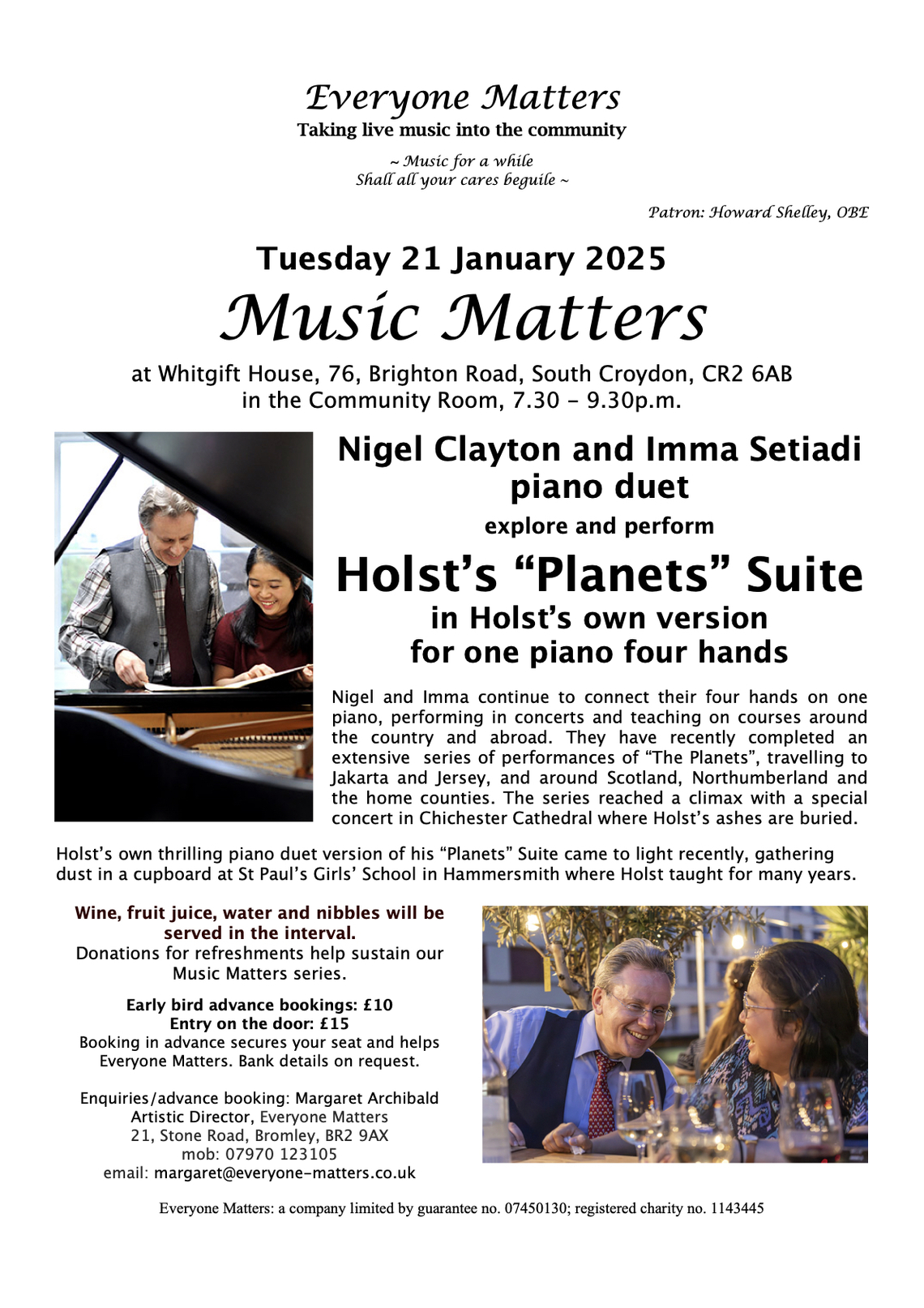 Nigel and Imma about to play Holst's "Planets" Suite for piano duet