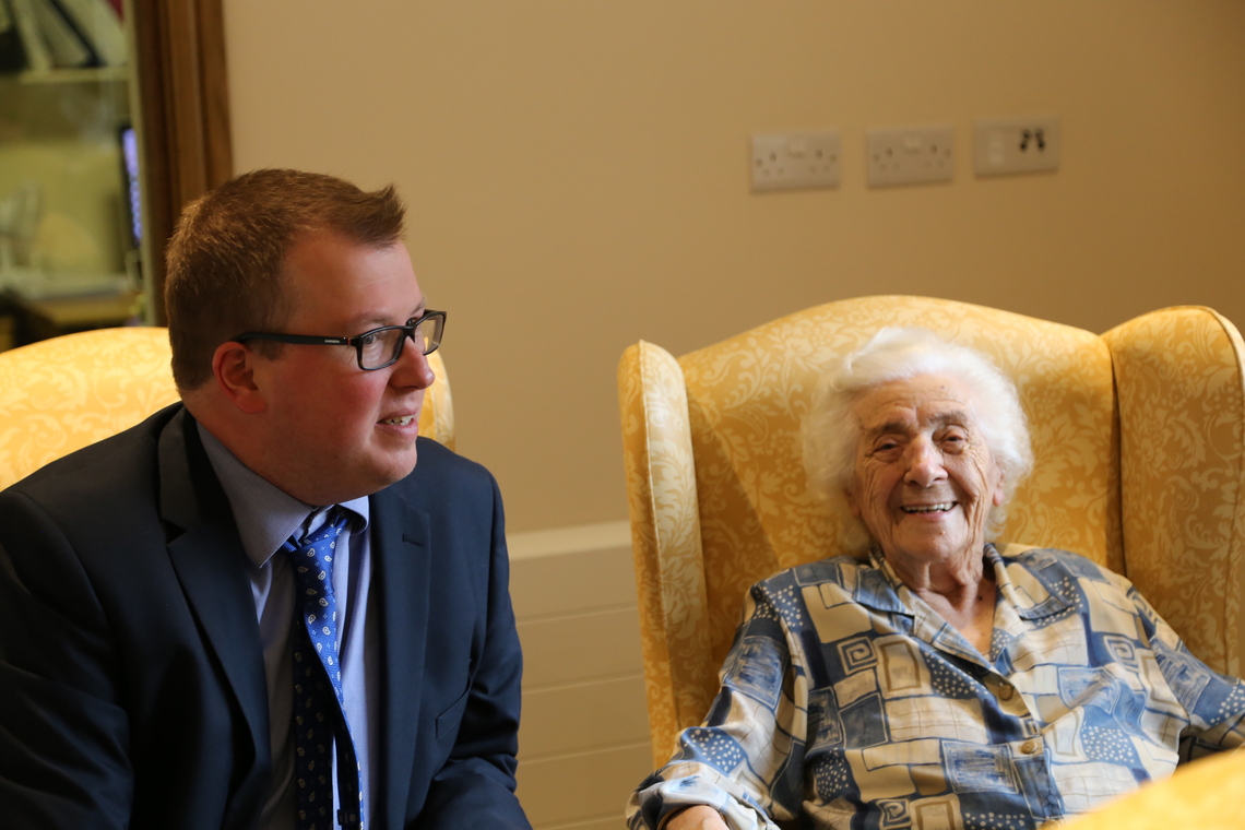 David Bullen chatting at Clairleigh Nursing Home